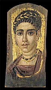 Portrait of a young woman with a gilded wreath