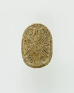 Scarab Incised with Hieroglyphs and a Cruciform Design
