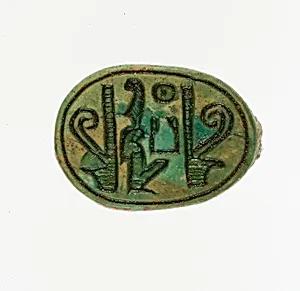 Scarab Inscribed with the Name Maatkare (Hatshepsut) Flanked by Two Red Crowns