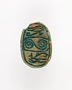 Scarab with Wedjat and Scroll Decoration