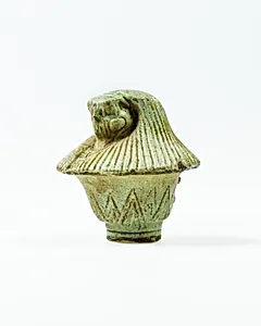 Top of papyrus scepter amulet with falcon head