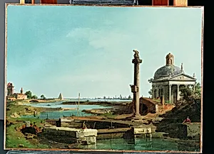 A Lock, a Column, and a Church beside a Lagoon