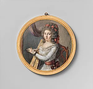 A Woman Playing a Harp by Joseph Marie Bouton