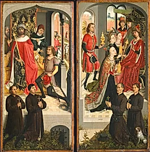 Abner's Messenger before David; The Queen of Sheba Bringing Gifts to Solomon; The Annunciation by Master of the Saint Barbara Legend