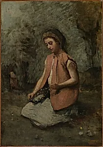 Girl Weaving a Garland