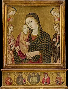 Madonna and Child with the Dead Christ, Saints Agnes and Catherine of Alexandria, and Two Angels by Sano di Pietro (Ansano di Pietro di Mencio)