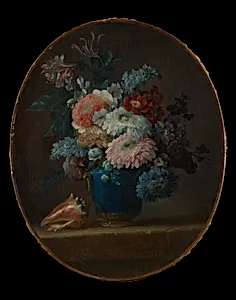 Vase of Flowers and Conch Shell