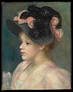 Young Girl in a Pink-and-Black Hat