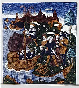 Aeneas Builds a Fleet Near Antandrus, at the Foot of Mount Ida (Aeneid, Book III) by Master of the Aeneid