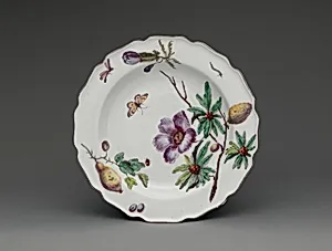 Botanical plate with a tropical specimen by Chelsea Porcelain Manufactory