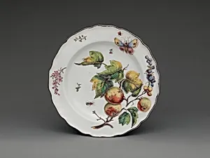 Botanical plate with spray of apples by Chelsea Porcelain Manufactory
