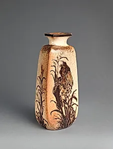 Bottle vase with birds