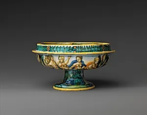 Bowl from a birth set with birth scene and Diana and Actaeon by Fra Xanto Avelli da Rovigo|the "Milan Marsyas" Painter