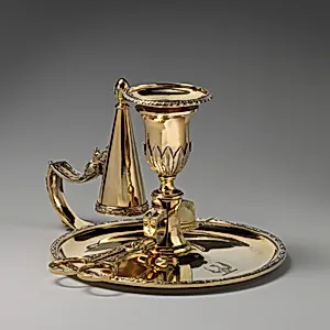 Chamberstick with snuffers (one of a pair)