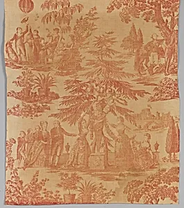 Copper plate printed cotton with King George III and his family by J. Seymour