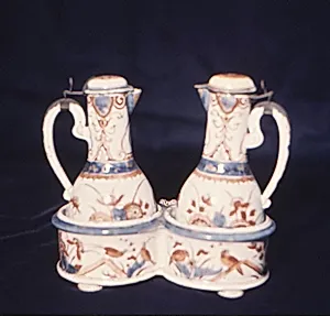 Cruet stand with bottles