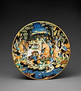 Dish with battle scene by Marco Dente|Giulio Romano|Painter of the Coal Mine Service