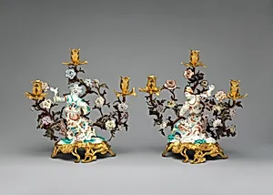 Figure mounted as a candelabrum (one of a pair)
