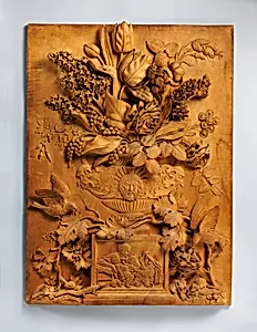 Floral still-life relief by Aubert Henri Joseph Parent