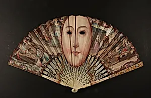 Folding Fan Depicting a Mask