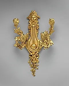 Four-branched wall light in form of lyre (one of a set of four) by Unknown Artist
