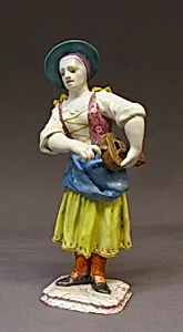 Girl cranking a hurdy-gurdy by Johannes Zeschinger