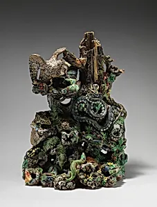 Grotto with owl, snake, and lizard by Charles-Jean Avisseau