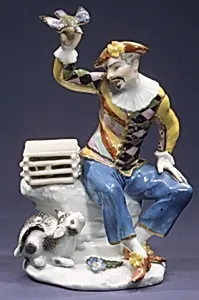 Harlequin with Bird and Cat by Johann Friedrich Eberlein|Meissen Manufactory