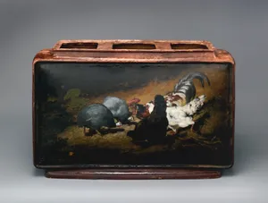 Jardinière with chickens