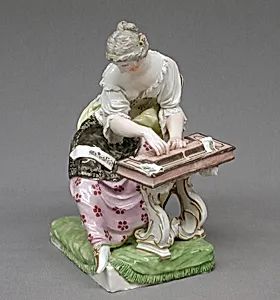 Lady seated at spinet by Ludwigsburg Porcelain Manufactory|Johann Christian Wilhelm Beyer
