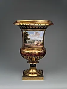 Medici vase with a scene of the château at Saint-Cloud (one of a pair) by Jean François Robert|Sèvres Manufactory|Napoléon Bonaparte