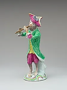 Monkey musician (part of a set) by Derby Porcelain Manufactory