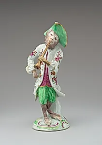 Monkey musician (part of a set) by Derby Porcelain Manufactory