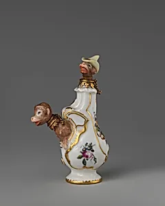 Monkeys within vase by Chelsea Porcelain Manufactory