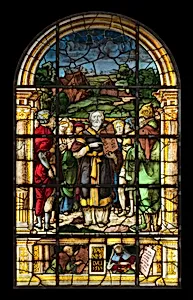 Moses presenting the tablets of law
