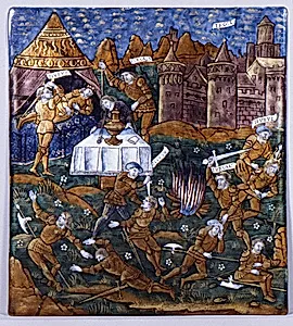 Nisus and Euryalus Surprise the Rutuli in their Camp (Aeneid, Book IX) by Master of the Aeneid