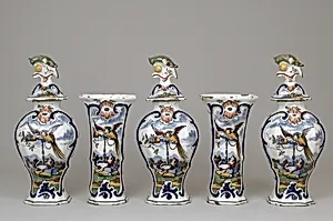 Pair of beakers (part of a garniture) by De Porceleyne Claeuw