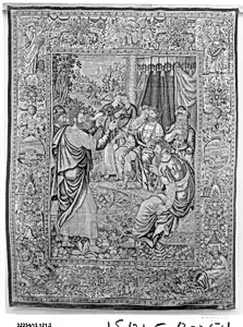 Paul before Agrippa from a set of Scenes from the Life of Saint Paul by Raphael (Raffaello Sanzio or Santi)|Unidentified Weaver's Mark