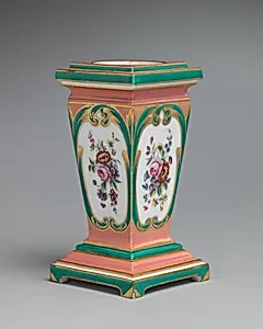 Pedestal vase and bulb pot (piédestal en gaine) (one of a pair) by Sèvres Manufactory|Master of the Luminous Leaves