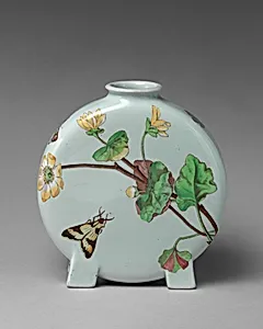 Pilgrim flask with botanical spray and butterfly