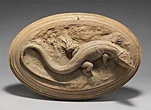 Plaster mold of lizard