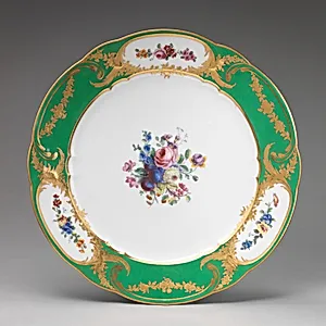 Plate (assiette à palmes) (1 of 102) (part of a service) by Sèvres Manufactory|Guillaume Noël|François-Marie Barrat
