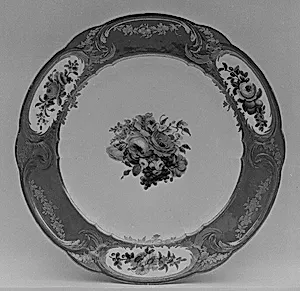Plate (assiette à palmes) (1 of 102) (part of a service) by Sèvres Manufactory|Pierre Massy|Michel-Barnabé Chauvaux