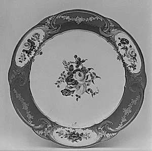 Plate (Assiette à palmes) (1 of 102) (part of a service) by Sèvres Manufactory|Jacques-François Micaud