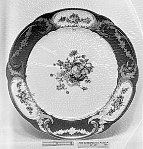 Plate (Assiette à palmes) (1 of 102) (part of a service) by Sèvres Manufactory|Jacques-François-Louis de Laroche|Guillaume Noël