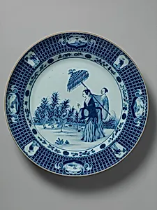 Plate depicting a lady with parasol