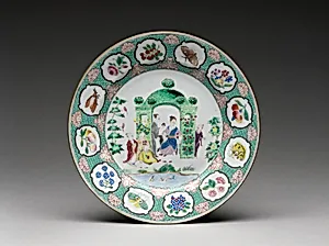 Plate with figures in arbor