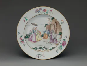 Plate with scene from "Les Oies de Frère Philippe"