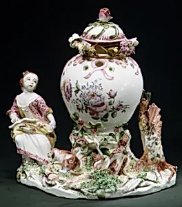 Potpourri Vase with Girl and Dog