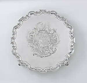 Salver with arms of Judith Jodrell